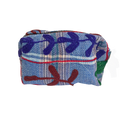 Small embroidered kantha pouch - Blue