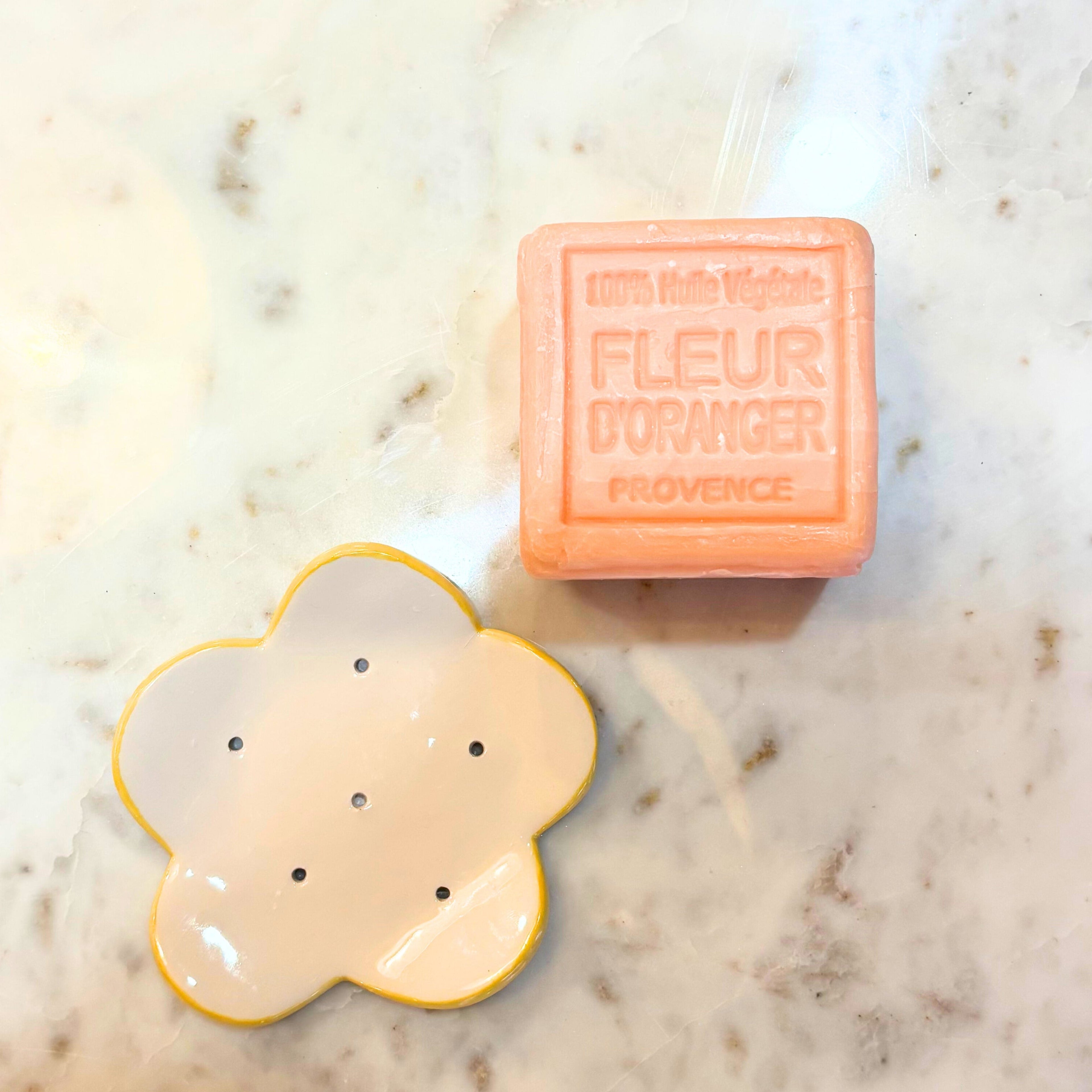 Porte savon fleur - Jaune