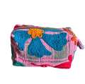 Trousse medium en kantha brodée - Rose