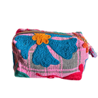 Trousse medium en kantha brodée - Rose