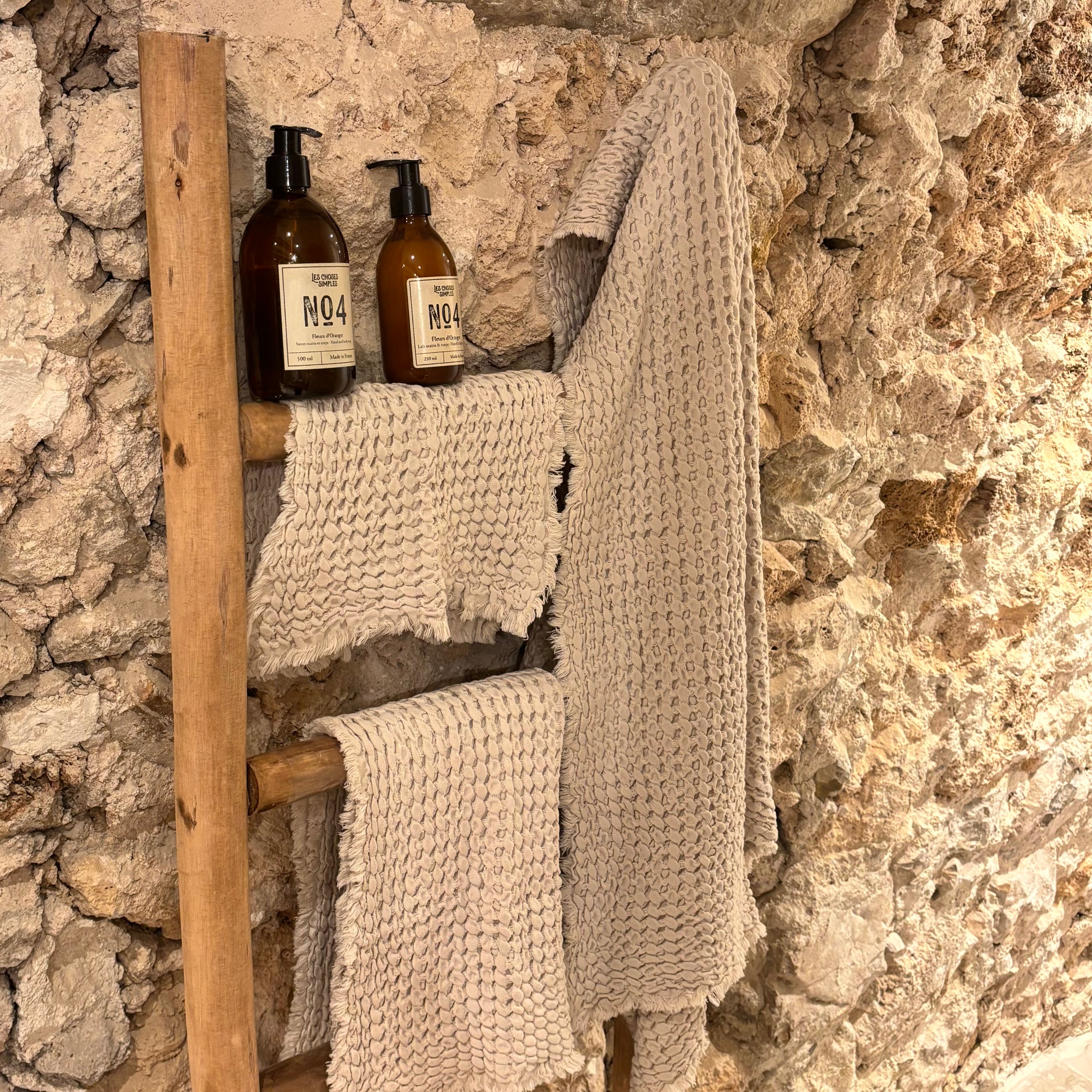 Serviette de toilette en coton gaufré - Beige