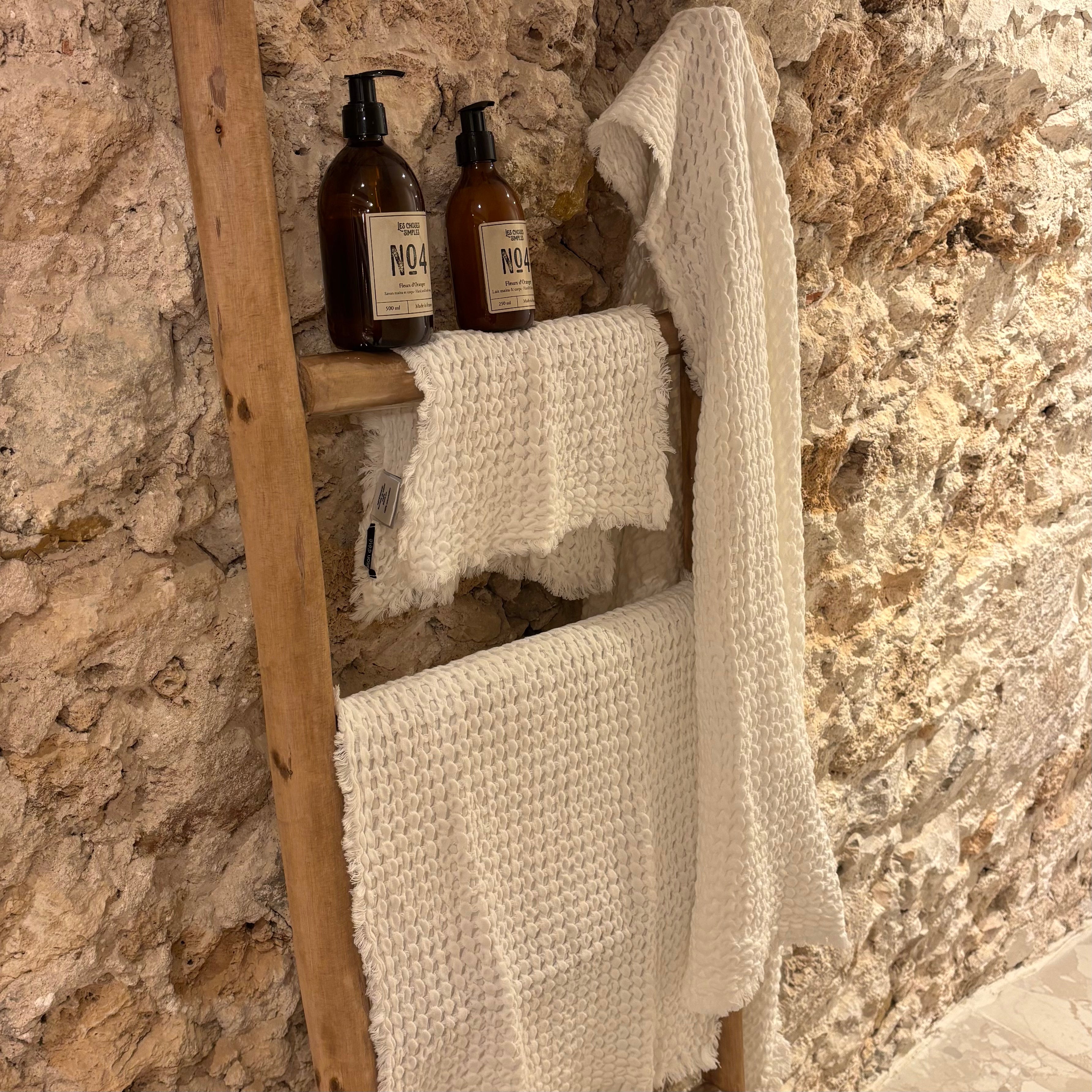 Serviette de toilette en coton gaufré - Blanc