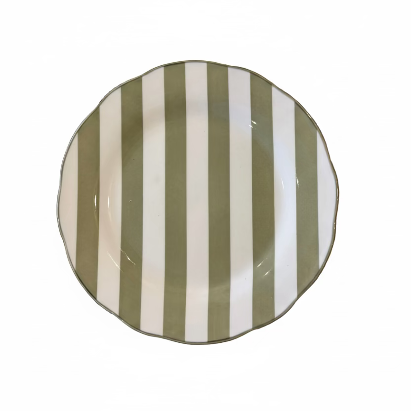 Set de 4 assiettes rayée vertes
