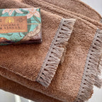 Serviette de bain frangée - Naturel
