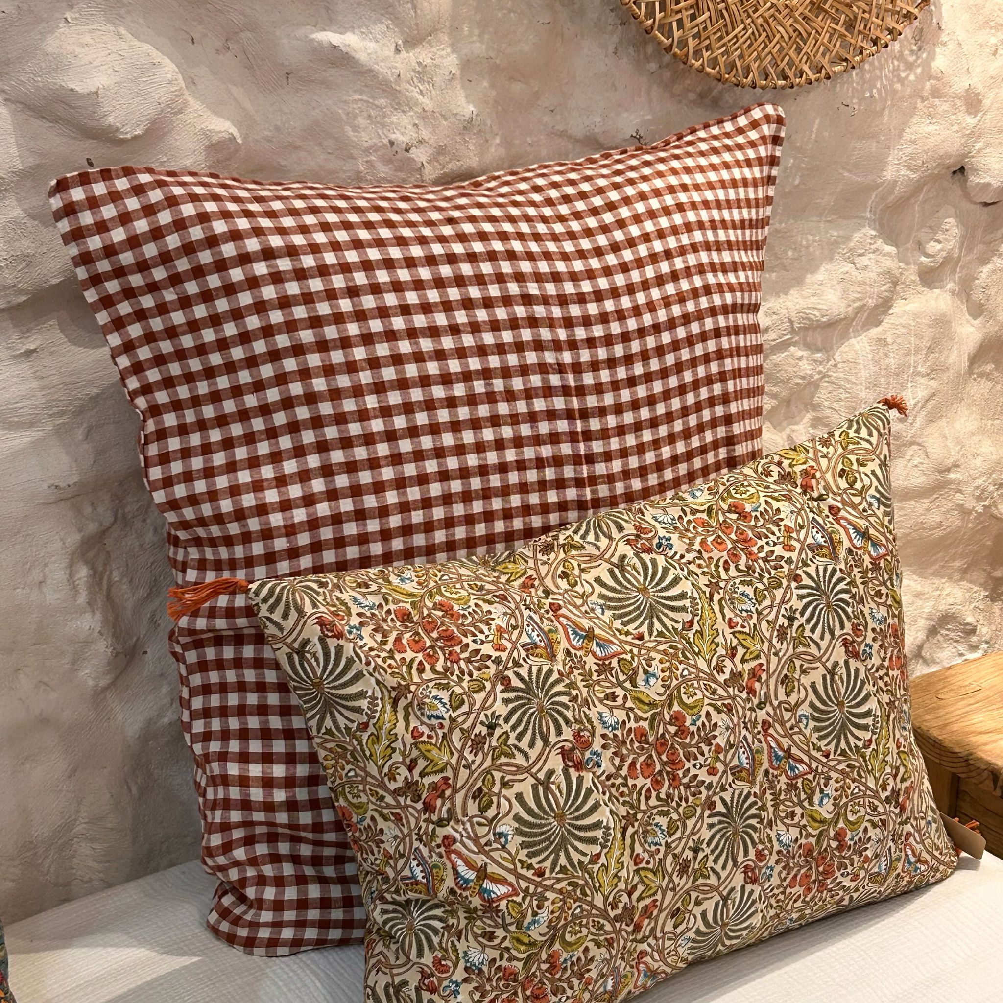 Taie d'oreiller Vichy - Brique