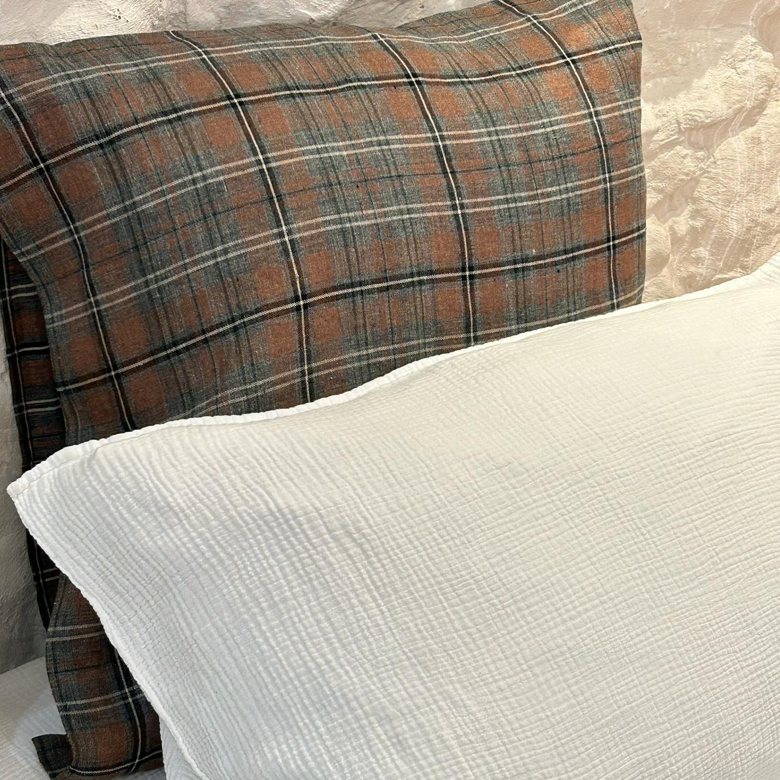 Taie d'oreiller en lin lavée - Check