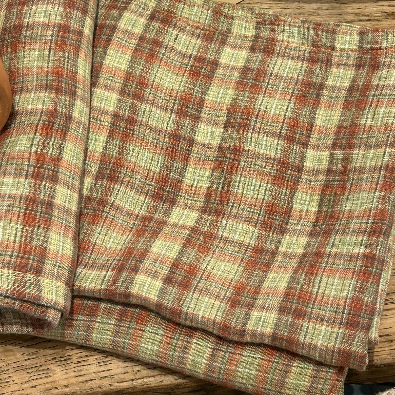 Taie d'oreiller à carreaux - Tartan Sienne/Vert