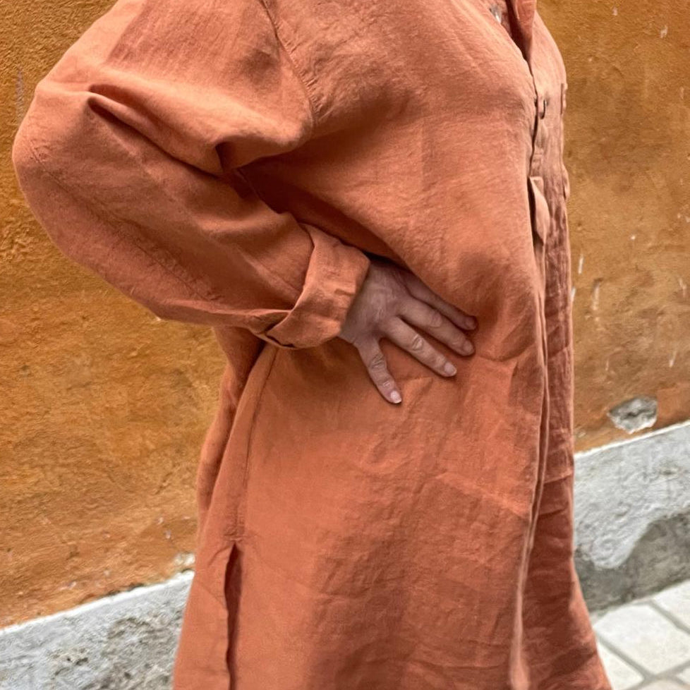 Linen shirt dress - Light Sienna