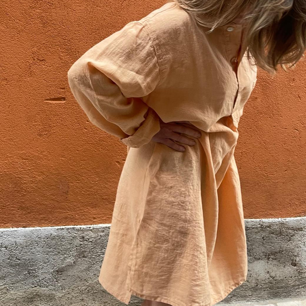Linen Shirt Dress - Light Hazel