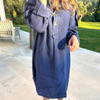 Robe chemise en lin - Bleu nuit