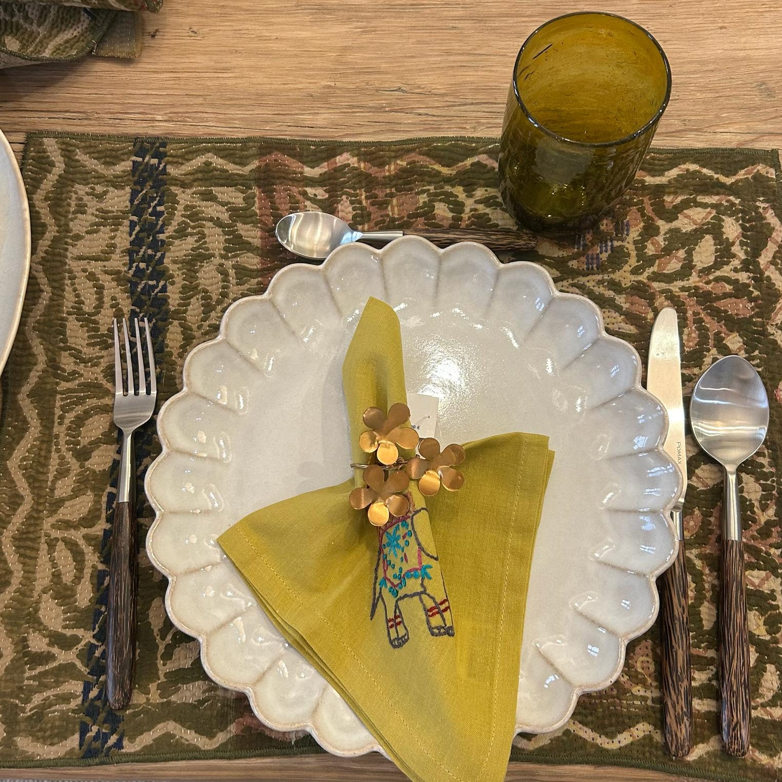 Set de table kantha/ lauriers fleurs