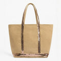 Canvas tote bag with sequins - Champagne