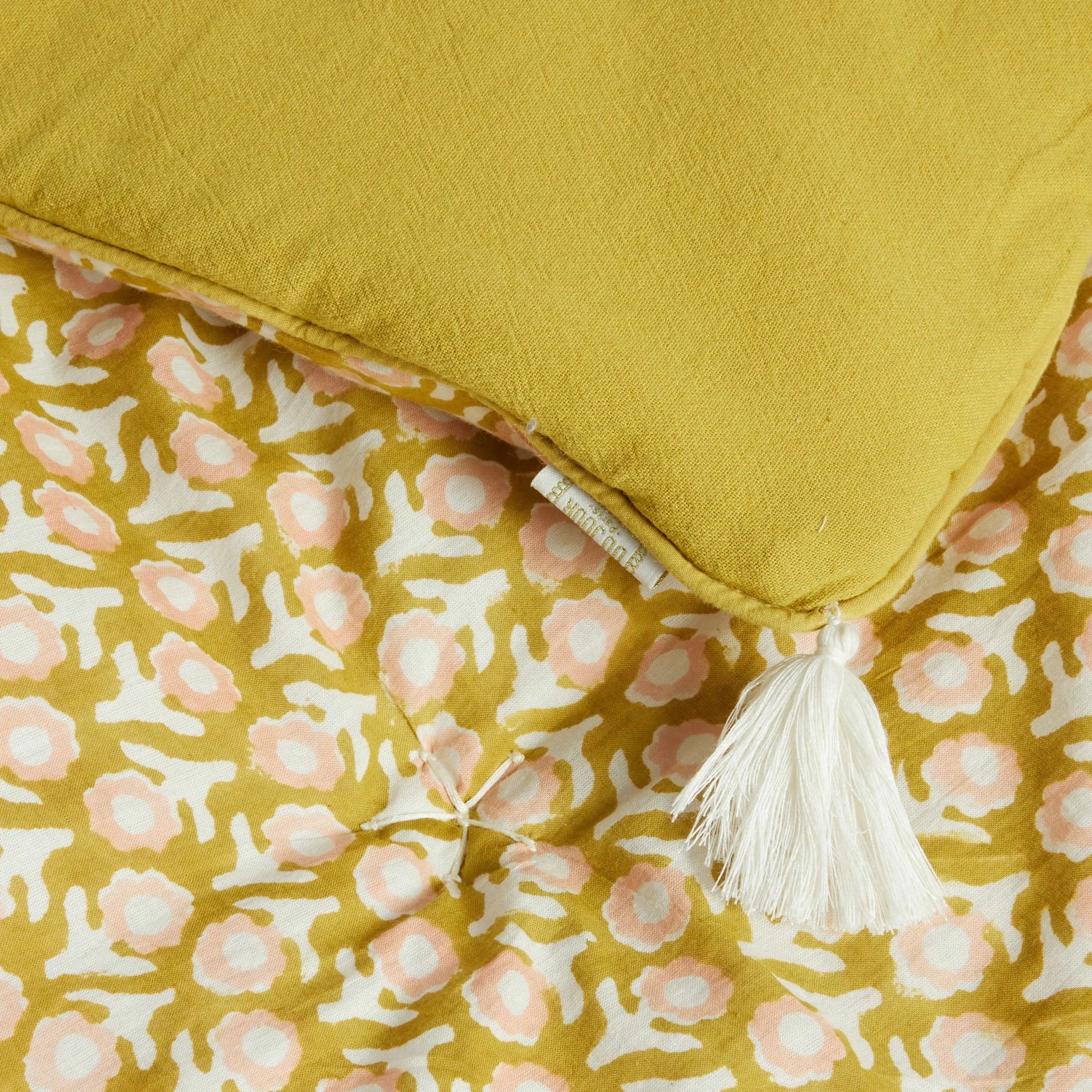 Édredon imprimé fleuri/olive